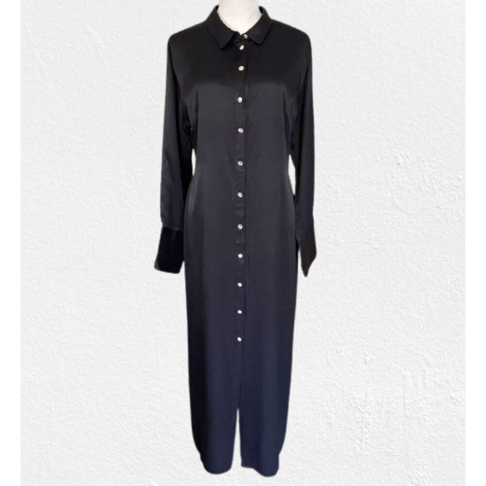 J. CREW Shirt Dress Black with Gold Buttons